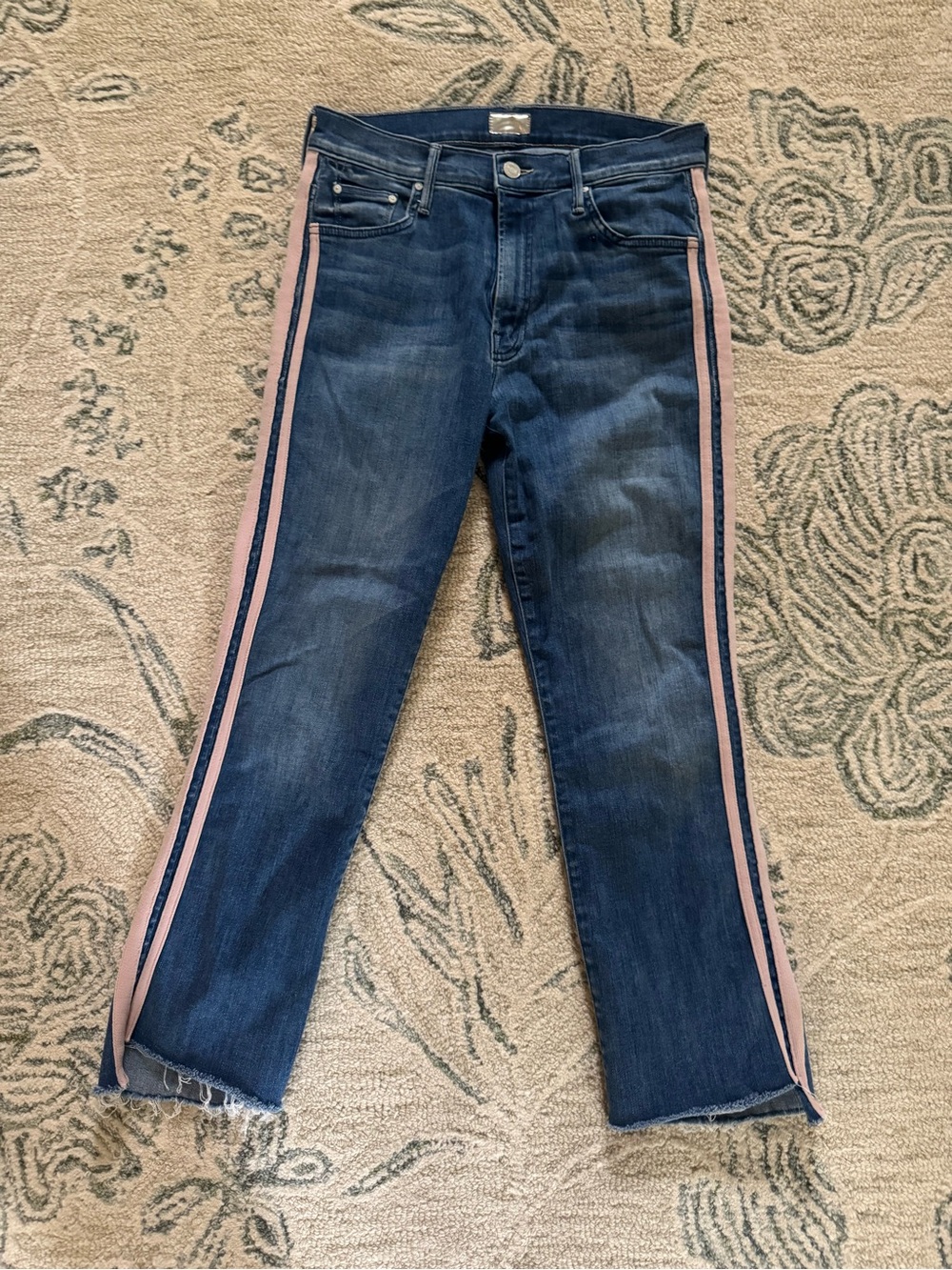 MOTHER Dark Blue Jeans with Pink Side Stripes